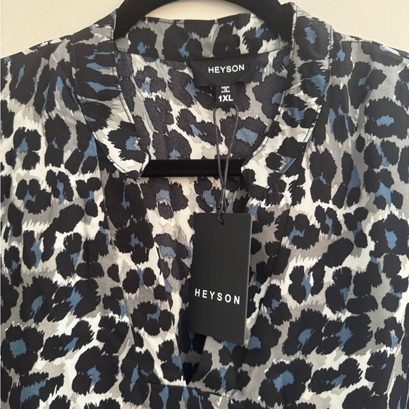 HEYSON Leopard Print Babydoll Dress NWT Women’s 1XL Long Sleeve Tiered Mini - Picture 5 of 7